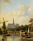 View Wall Art - A View of Haarlem with St Bavo Cathedral from the River